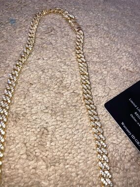 Moissanite 10mm Gold filled Cuban Link Necklace